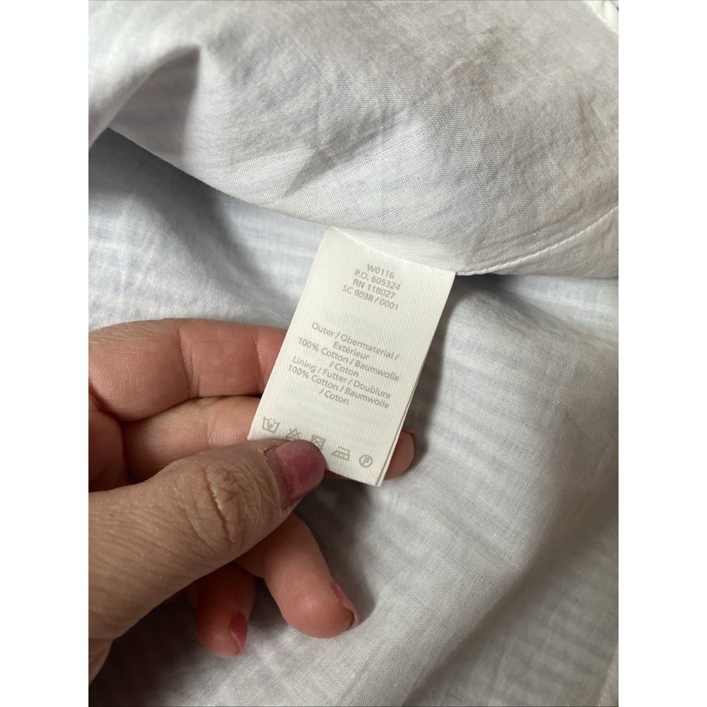 Boden Marla Floral Embroidered Dress 12 L Blue Striped Festival Split Neck Loose - Picture 5 of 5
